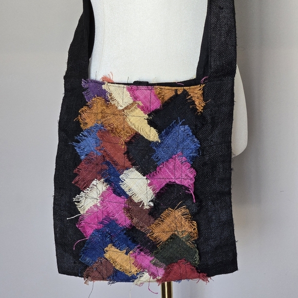 Colorful Multicolor Patchwork Bohemian Hippie Crossbody Bag - Picture 6 of 8